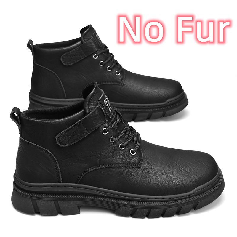 Fashion New Classic Men Boots Genuine Leather Lace-Up Male Comfortable High Top Shoe All-match Winter Plush Snow Boots