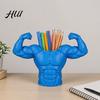 Fitness Desk Organizer 3D Printed Pen Holder, Muscular Man Figure, Creative Makeup Brush Holder for Pens And Brushes, Funny Enthusiast Gift