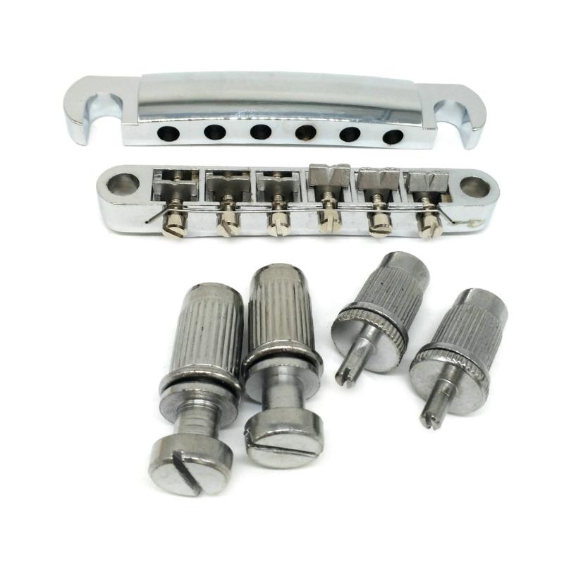 Tune O Matic Bridge, Rollers Saddle Tune O-Matic Guitar Bridge with Tailpiece & Studs for LP Guitar Replacements Kits