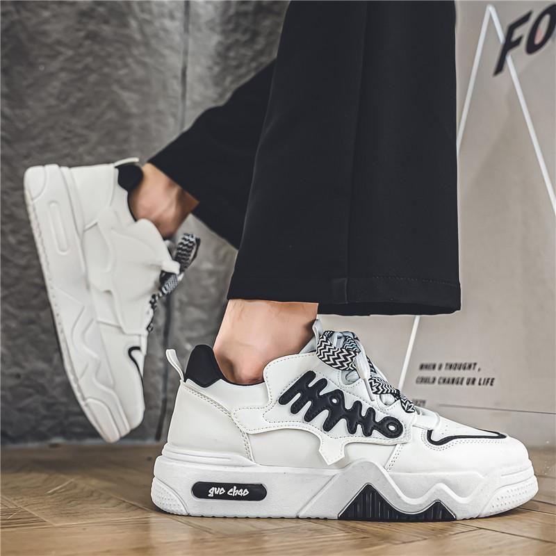 Fashion Men’s Vulcanized Shoes New White Chunky Walking Sneakers Men Korea Student Basketball Shoes Male Canvas Casual Shoes
