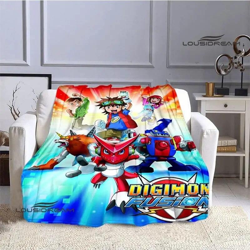 Digimon Cartoon Printing Blanket Flange Warm Blanket Picnic Blanket Home Travel Blanket Bed Linings Birthday Gift