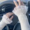 Fashion Womens Lace Shirt Detachable Sleeve Ruffles Elbow Sleeve Gloves for Sweater Fake Sleeved Decorative