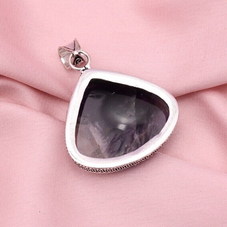 Amethyst Anhänger mit Silberkette Halskette 925 Sterling Silber Anhänger