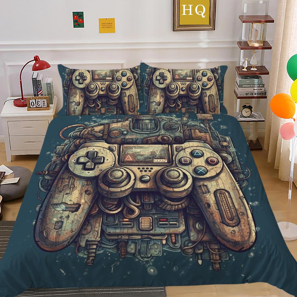 Set de husă de pat cu imprimare pentru consola de jocuri 3D Lenjerie de pat pentru acasă Lenjerie de pat de o singură dimensiune pentru băiat Copil