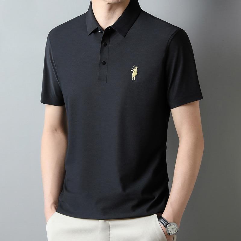 

Мужская футболка-поло с коротким рукавом из ледяного шелка TrendHub, модная вышитая футболка для гольфа Paul, тонкая повседневная деловая футболка 4XL чёрный