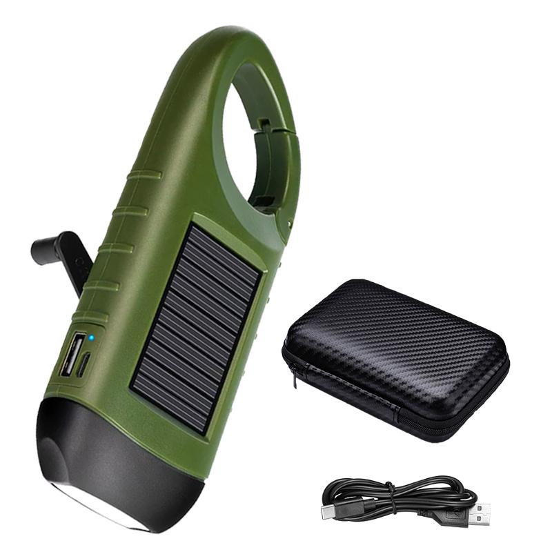Portable LED Flashlight Tent Light Hand Crank Dynamo Solar Power Torch for Outdoor Camping Hiking Long-range Emergency Lantern