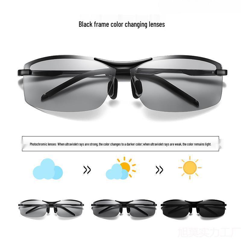 German Men's Polarized Photochromic Sunglasses for Day/Night Cycling & Fishing - Anti-Glare