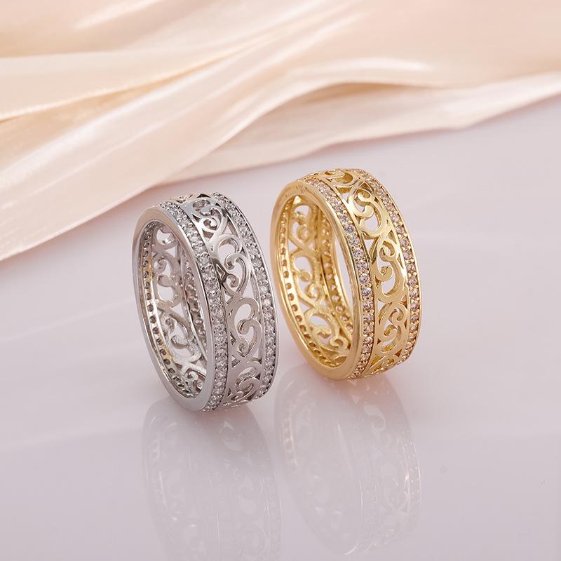 Luxury Hollow Zircon Ring For Women Gold Plated Retention Fashion Finger Jewelry Trendy Accessory