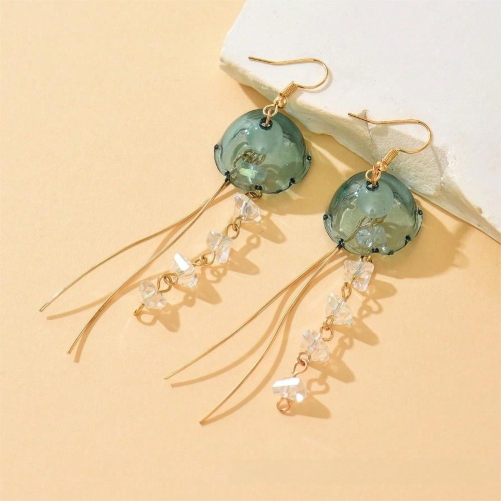 1Pair Dreamy Long Pendant Earrings Elegant Earrings Jellyfish Tassel Earrings Jewelry Accessories