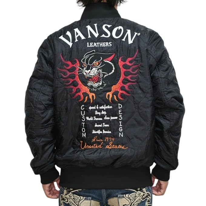 Reversible Stadium Jumper Jacket One Star Biker Outerwear [Banson] NVSZ-2417 Men's (JP, Alphabet, 2XL, Black)