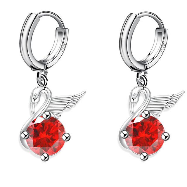 925 Stamp Silver Plated Women Earrings Cute Goose Drop Pendant Multicolor Zircon Earring For Women Girl Jewelry