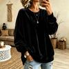 Women S Long Sleeve Solid Color Casual Crew Neck Velour Sweatshirt
