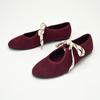 Casual Lace Up Red Ballet Flats Shoes for Women Comfortable Cloth Mary Janes Footwear Spring Autumn Round Toe Ladies Loafers