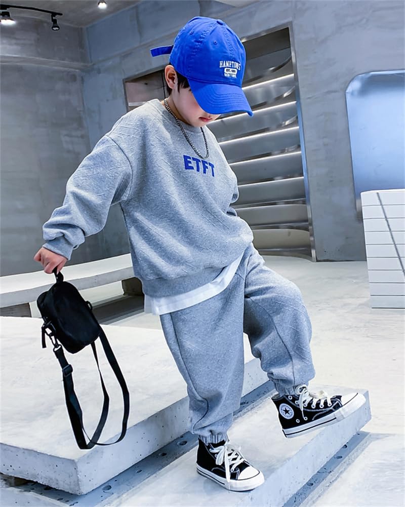 Clothing Setup Junior Long Sleeve Korean Clothing Setup Boys Spring Autumn Long Sleeve Sweatshirt Sports Pants Top and Bottom Set Casual Loose Kids