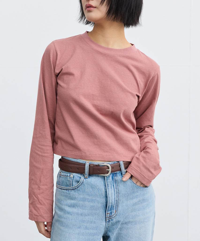 Peullabijeum Women Crop Long Sleeve Tee - Dark Orange