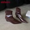 Fashion Pointed Toe Modern Ladies Ankle Boots With Wedges Shoes Fashion Elastic Women Short Stretch Boots Female Zippers Shoes