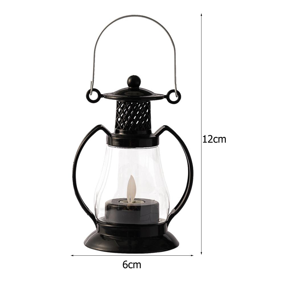 Retro LED Candle Lantern Light Portable Electronic Desktop Hanging Night Lamp Ornaments Garden Hanging Decoration Lantern