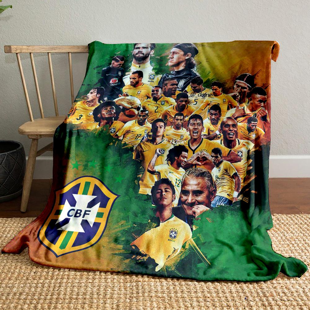 Brazil Soccer Team Designed Flannel blanket for bedroom, living room, sofa, and nap