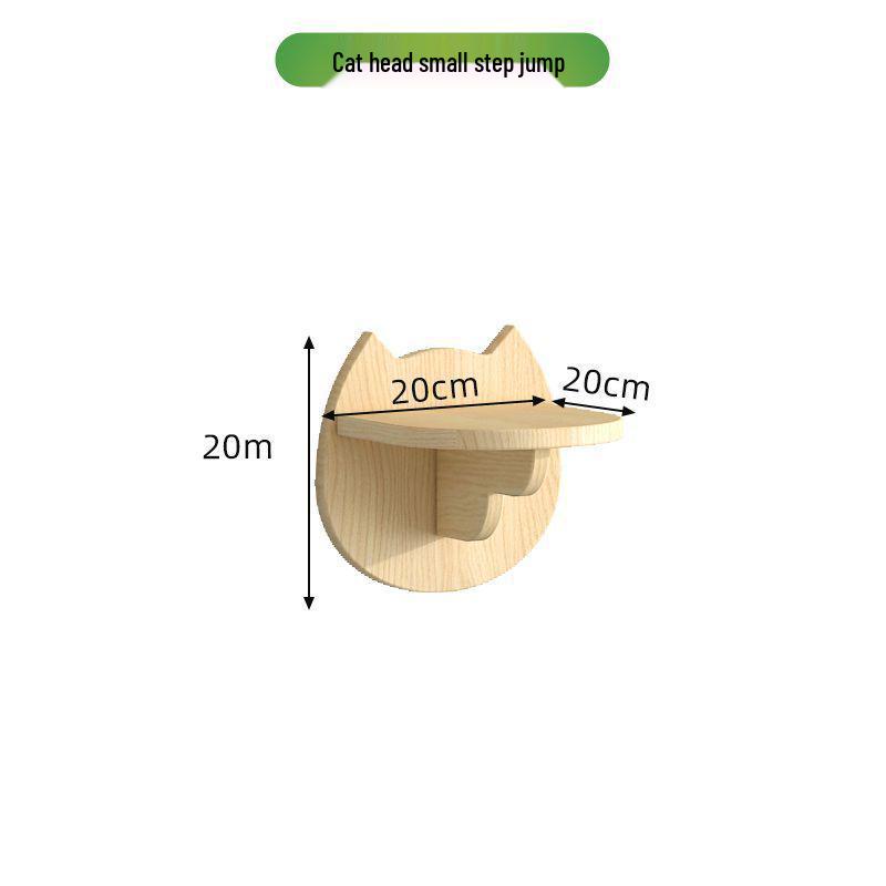 Wall-Mounted Solid Wood Cat Climbing Frame with Bed, Jumping Platform, and Scratching Post