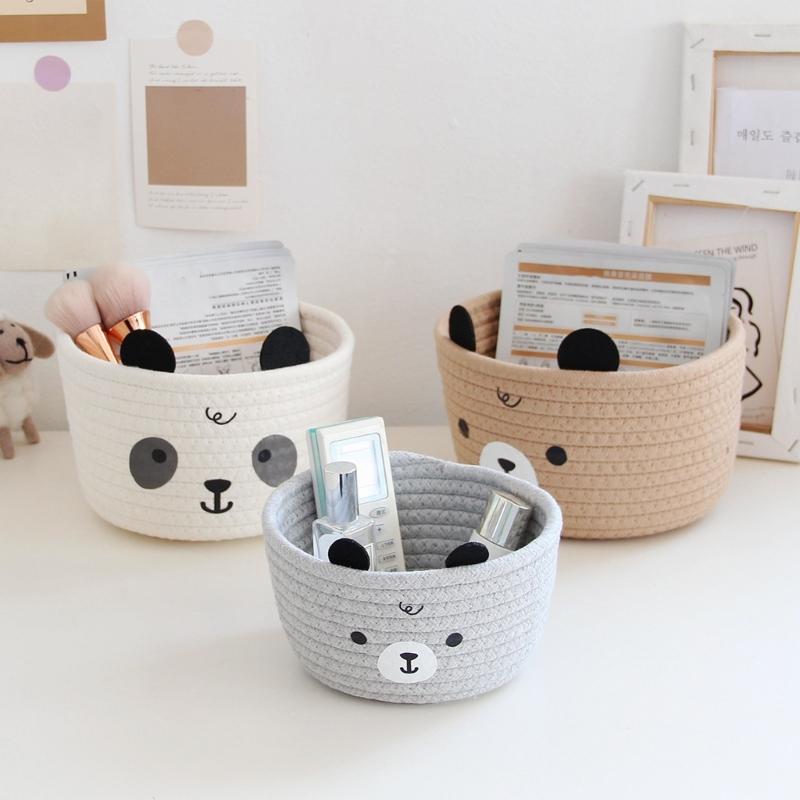 Soft Handwoven Sturdy Cotton Rope Basket Home Accessory for Keeping Small Items Neat and Accessible Home Organization