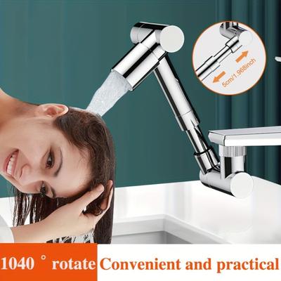 Einziehbarer, universeller, 1440 ° schwenkbarer Roboterarm, Schwenkverlängerung, Wasserhahnbelüfter, Küchenspülen-Wasserhahnverlängerung, 2 Wasserflussmodi