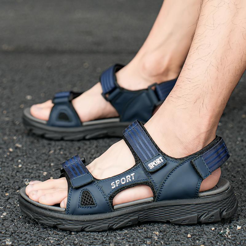 Fashion Luxury Hand Sewn Thread Vacation Casual Leather Mens Sandals Fashion Summer New Hollow Out Non-slip Comfortable Beach Sandalias