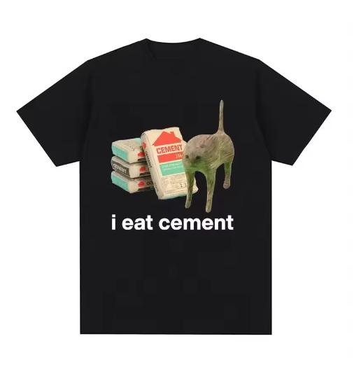 

I Eat Cement Cursed Cat Funny Meme T Shirt for Women Fashion Casual Short Sleeve T Shirts Female Tshirt Beautiful Female Tops S