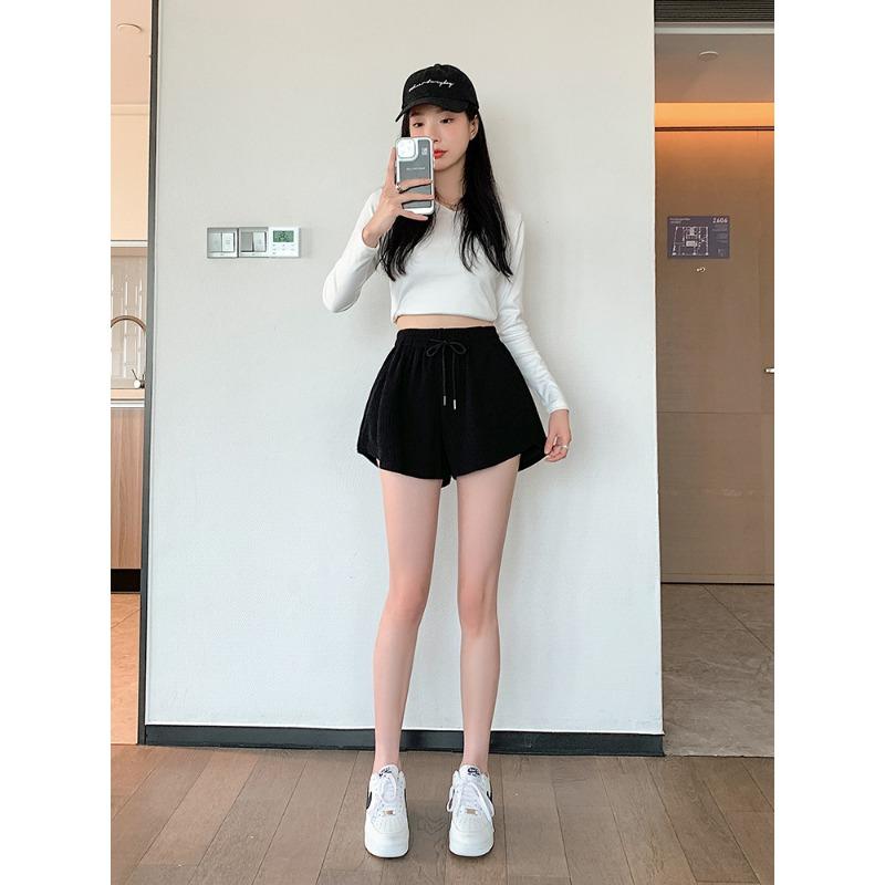 Loose Flesh-shielding Thin Casual Wide-leg Pants Women Thin Wear High-waisted Drawstring Sports Shorts