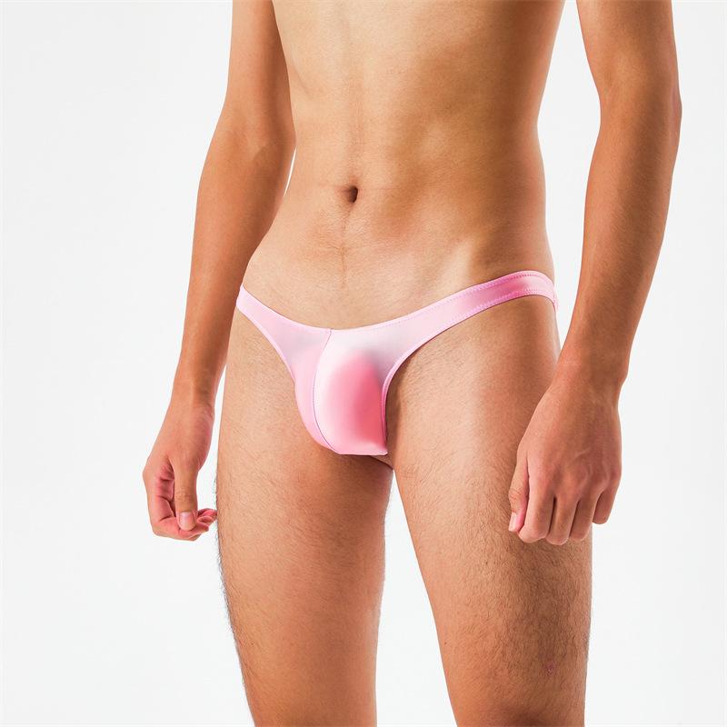 Satin Swimwear Mens Swimsuit Glossy Silk Bulge Pouch String Thongs Mini Bikini Bottom Underwear Low Waist Swimwear Bath Panties