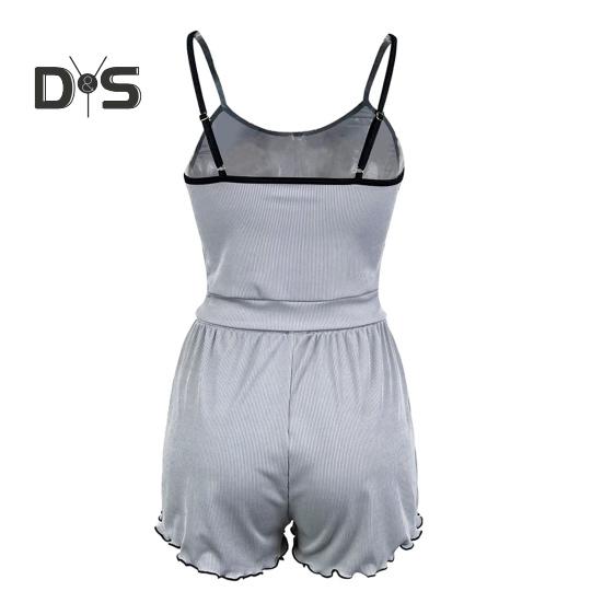 2 Teile/satz Frauen Sommer Pyjamas Anzug Rüschen Patchwork Ärmelloses Rückenfreies Cop Top Hohe Taille Mini Shorts Täglichen Nachthemd Slim Fit Nachtwäsche