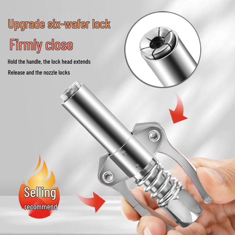 High-Pressure Self-Locking Double Handle Universal Grease Gun Nozzle