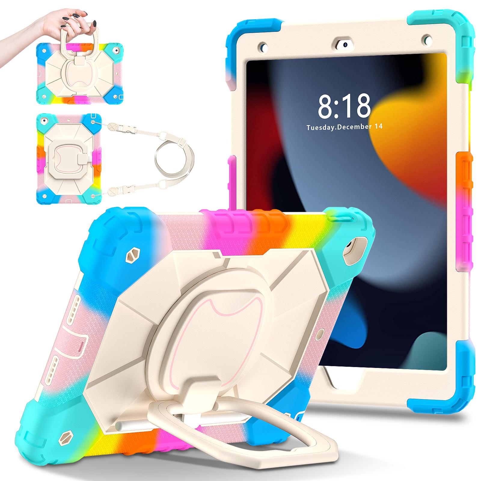

Rotating Heavy Duty Case for IPad 10.2 2019 2020 2021 7th 8th 9th Generation Armor Stand Cover with Handle Grip Shoulder Strap iPad 10.2 2019-7th