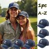 1Pc A-Z 26 Letter Unisex Outdoors Fashionable Washed Baseball Cap, Adjustable Outdoor Sun Protection Casual Hat