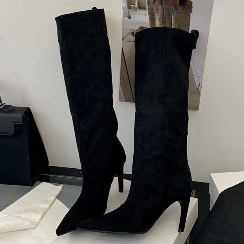 

Мода Уличный Стиль Зима Острый Носок Женские Сапоги до Колена Сексуальные Тонкие Тонкие Каблуки Женская Обувь Панк Винтаж Длинные Ботильоны 35 чёрный