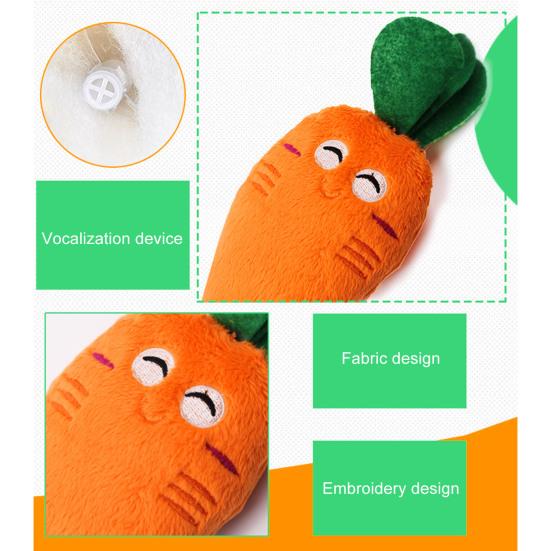 Plush Carrot Dog Toy Cute Squeaky Carrot Dog Chew Toy Soft Puppy Teething Toy for Dogs Anxiety Relief Interactive