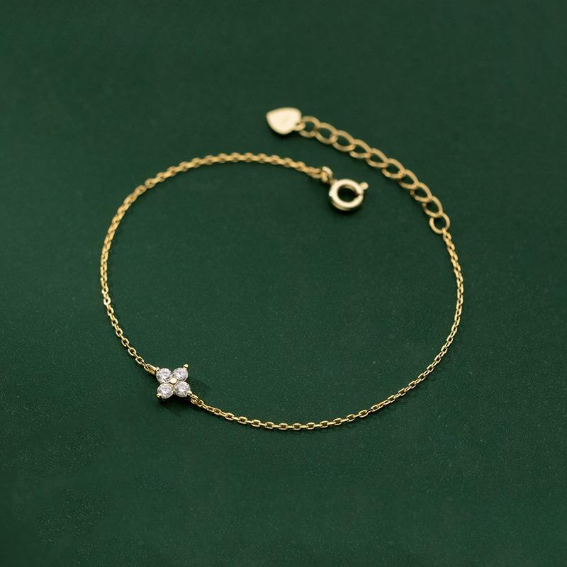 925 Silver Summer Petal Pendant Bracelet Anklet For Women Daily Beach Fashion Jewelry