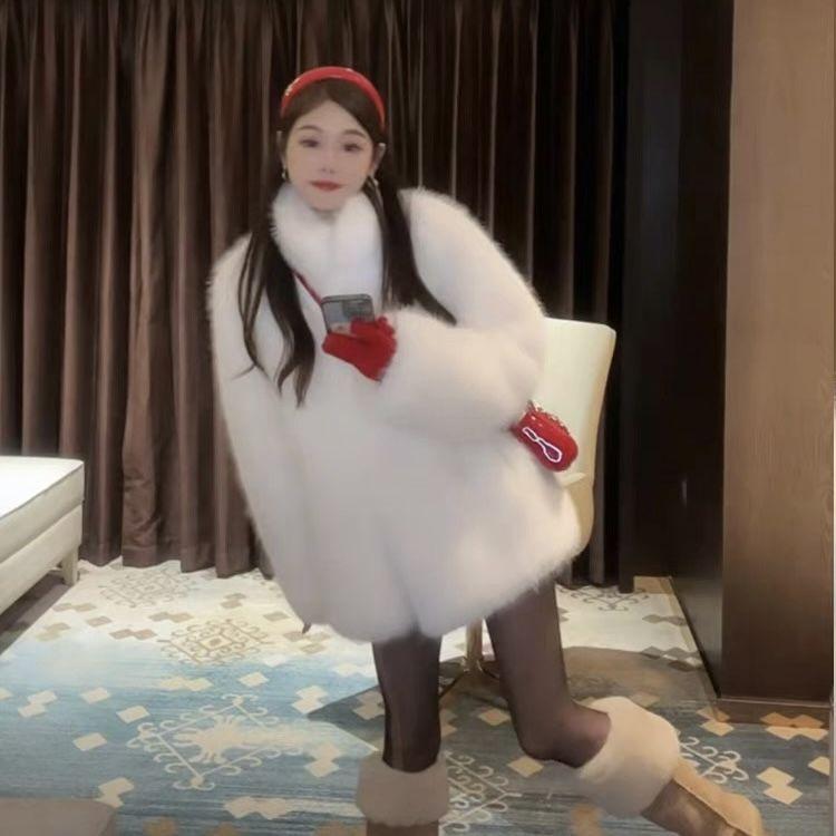 Winter New Environmentally Friendly Fur Stand-up Collar Jacket, High-end Fashionable Warm Thickened Plush Coat