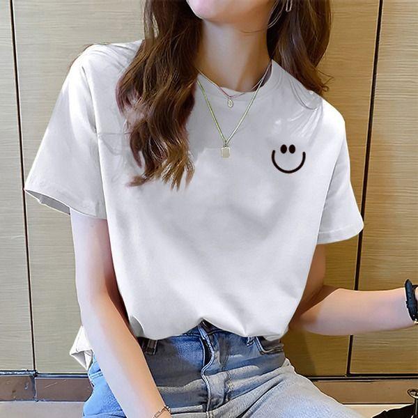 Basic Short Sleeve Tshirt Women Summer Red Cotton Loose Fit Casual Pure Color Fashion Top Tee
