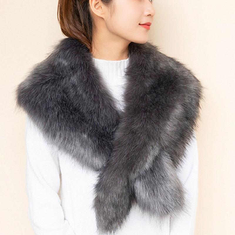 

Роскошный декоративный женский воротник-ошейник, воротник из искусственного меха лисы, шарфы из искусственного меха One Size