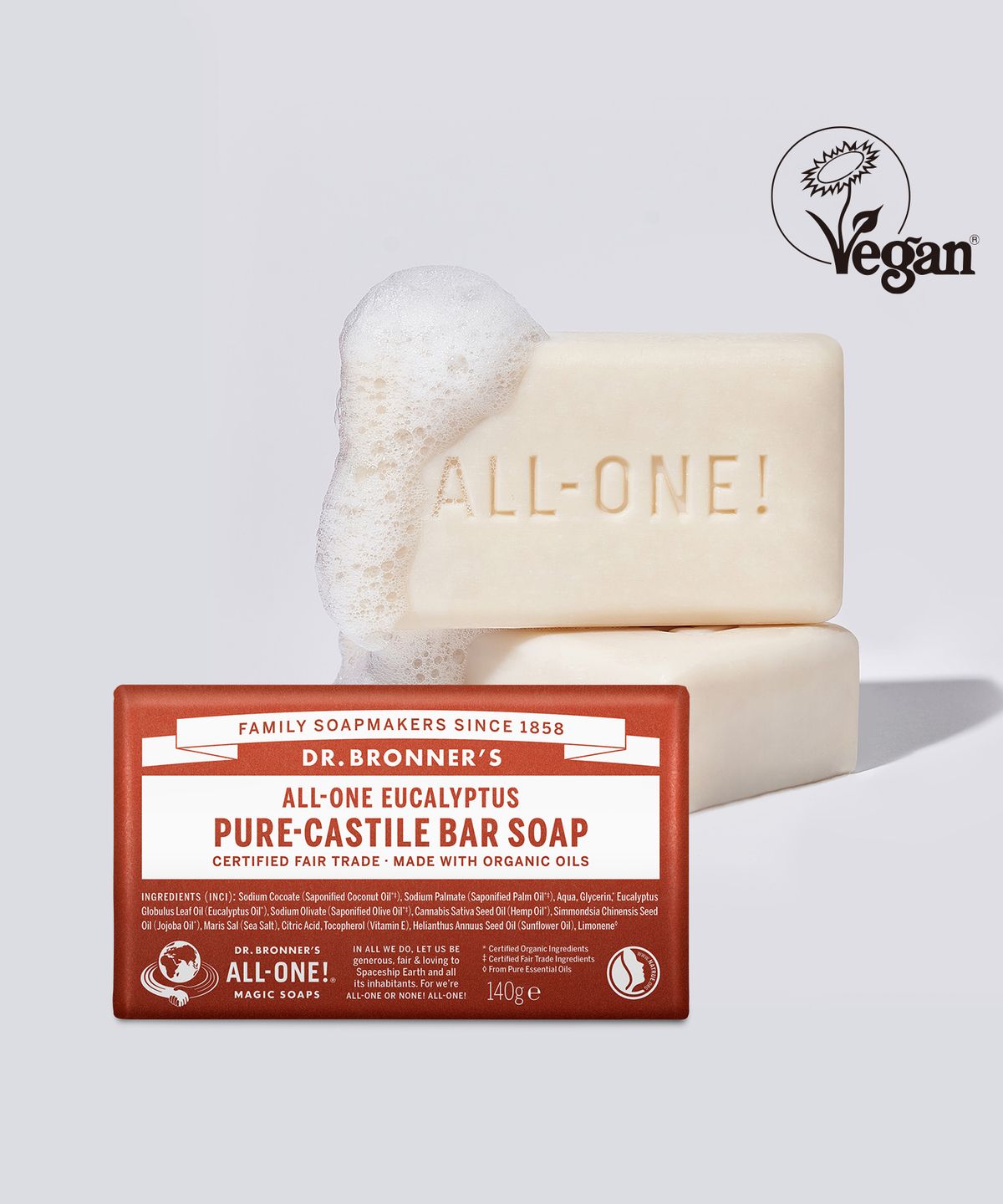 [2PACK] Eucalyptus Pure Castile Bar Soap 140g Eucalyptus + Rose