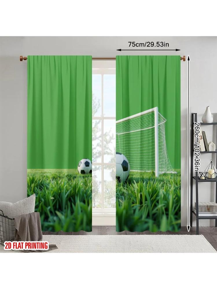 

Minimalist Plane Printing Curtains Soccerfieldgoals Versatile Durable Polyester Without Rod Decorations Outdoor Made Of W100*H70(CM)-Grommet top&2PCS