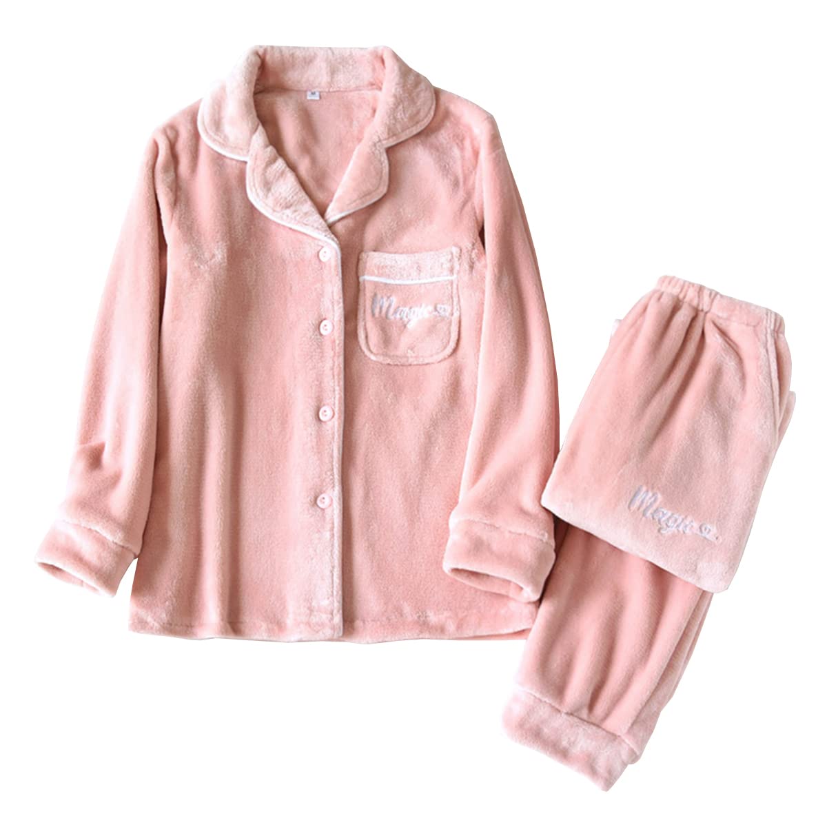 

GDenFrog Пушистые пижамы с длинными рукавами и из фланели, теплые для осени и зимы, женские пижамы, брюки, комплект,