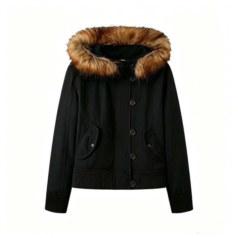 Autumn and Winter Womens Gothic Fashion American Vintage Y2K Brown Zipper Hooded Coat Fur Lined Warm Jacket Warm Casual Coats