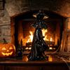 Dark Aesthetic Shelf Ornaments 12 Inch Black Resin Faceless Witch Figurine, Gothic Spooky Robed Statue with Sculpture for Home Pointed Wizard