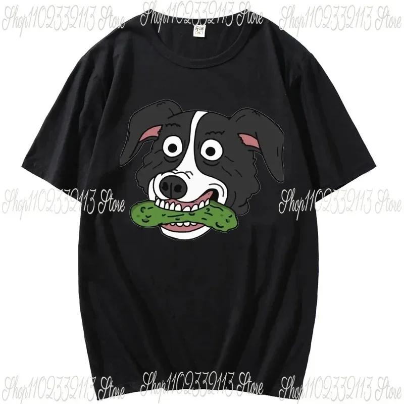 2024 Cartoon Mr Pickles T Shirt Men Soft Collie Dog T-shirt O-neck Short Sleeved Funny Tv Adult Adultswim Mature Dog Evil Satan