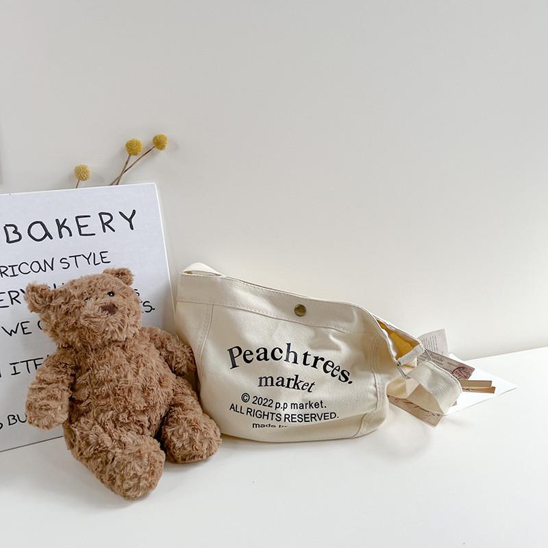 Pattern Children Letter Canvas Shoulder Bag With Large Capacity For Casual Daily