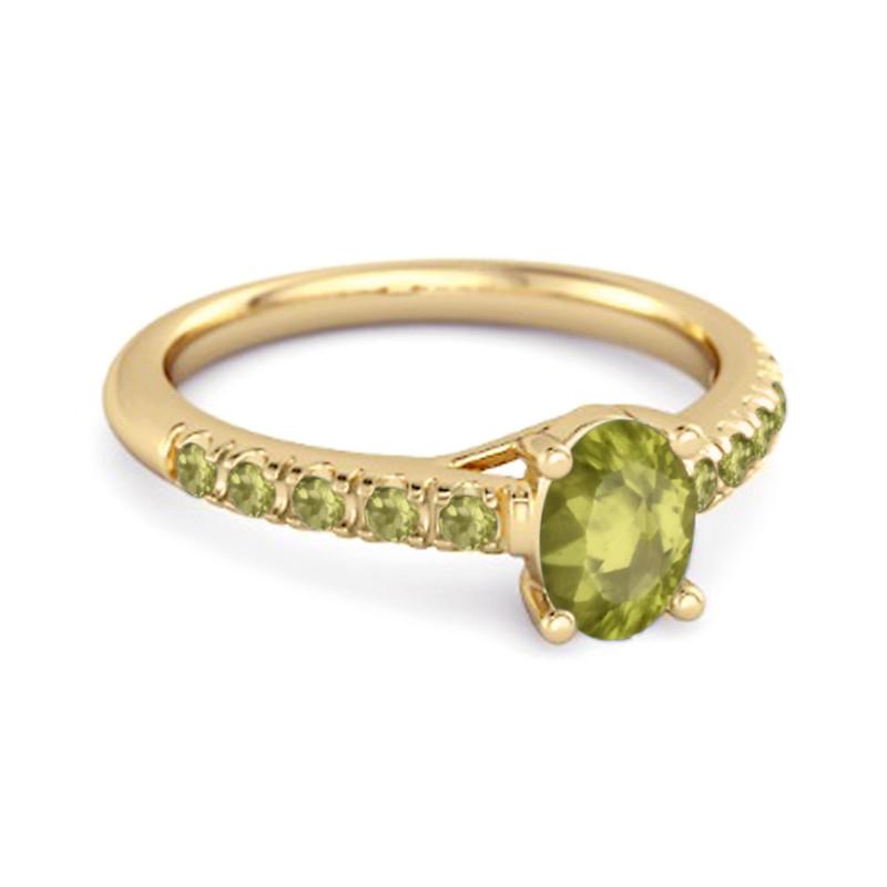 Peridot Pavé Band Classic Statement Ring - Sterling Silver Gold Vermeil