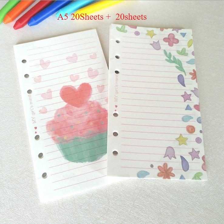 A5 A6 A7 40Sheets Loose Leaf Notebook Refill Spiral Binder Inner Page Inside Paper Stationery Premium Durable Quality