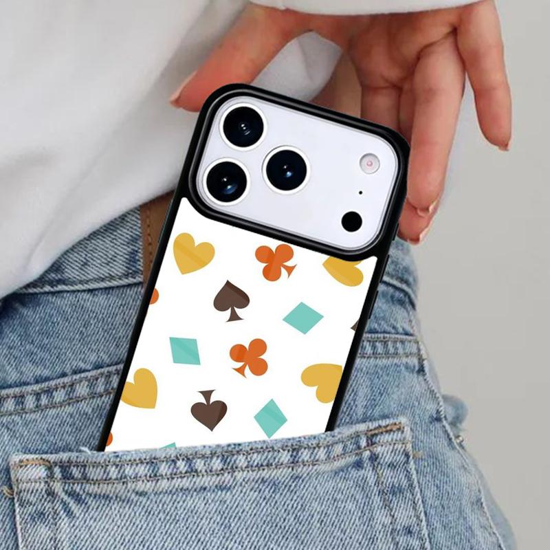 Playing Cards Suit Symbols Phone Case for iPhone 17ProMax 12 13 14 15 16e 17 Pro Max Plus Air Cover