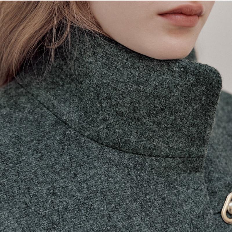 Wool Blend Drop Shoulder Stand Collar Cropped Jacket Cd01qj300on